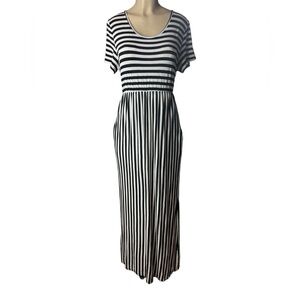 Egs by Eloges Black and White Striped Scoop Neck Maxi Dress Women’s Extra Large﻿